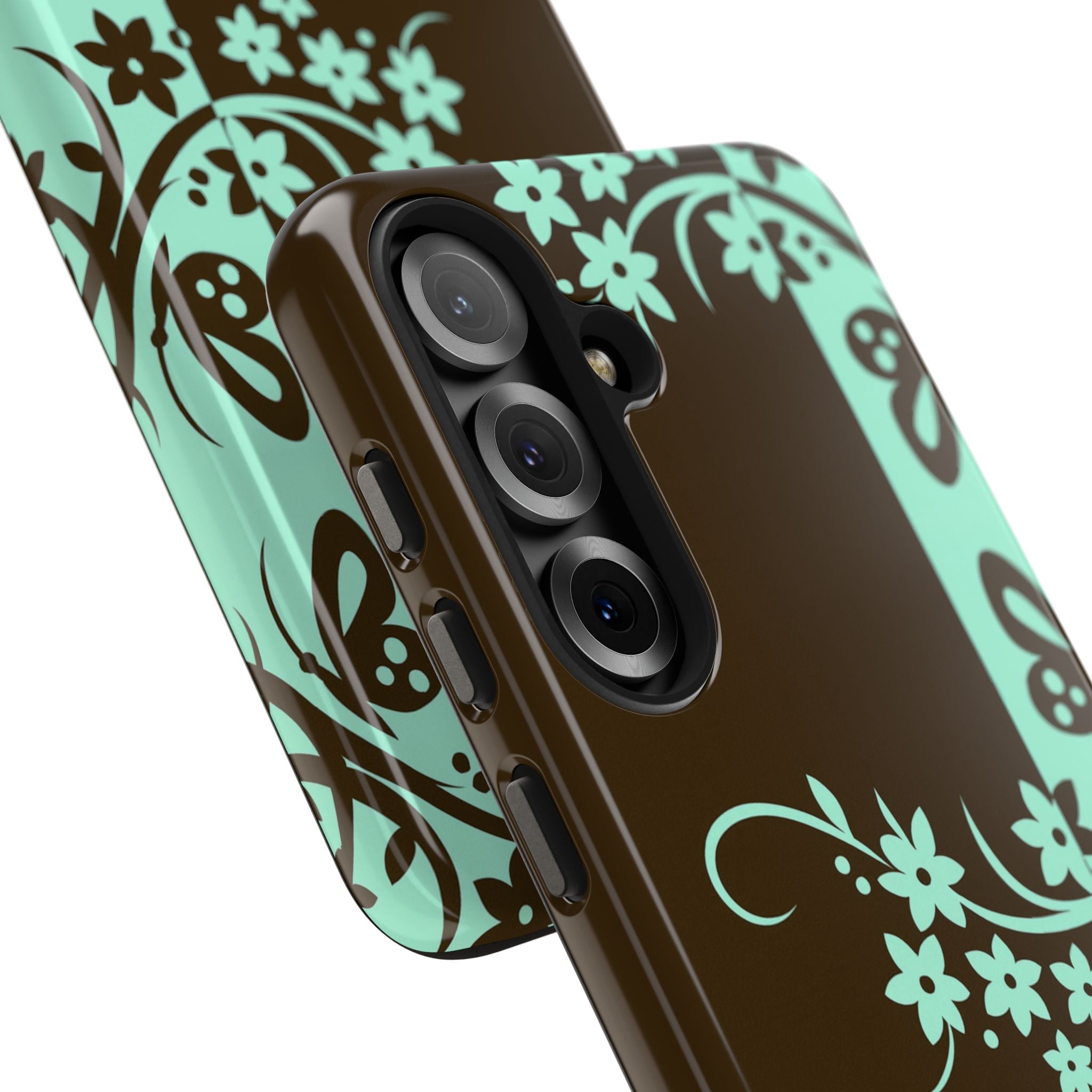 Y2K Floral Samsung Galaxy Case | Brown and Mint