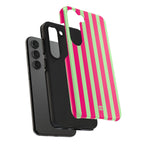 Bold Stripes Samsung Galaxy Case | Lime Green and Pink