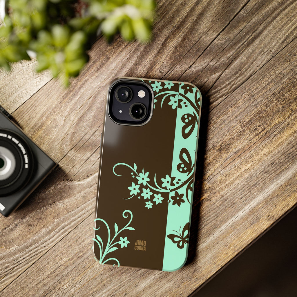 Y2K Floral iPhone Case | Brown and Mint