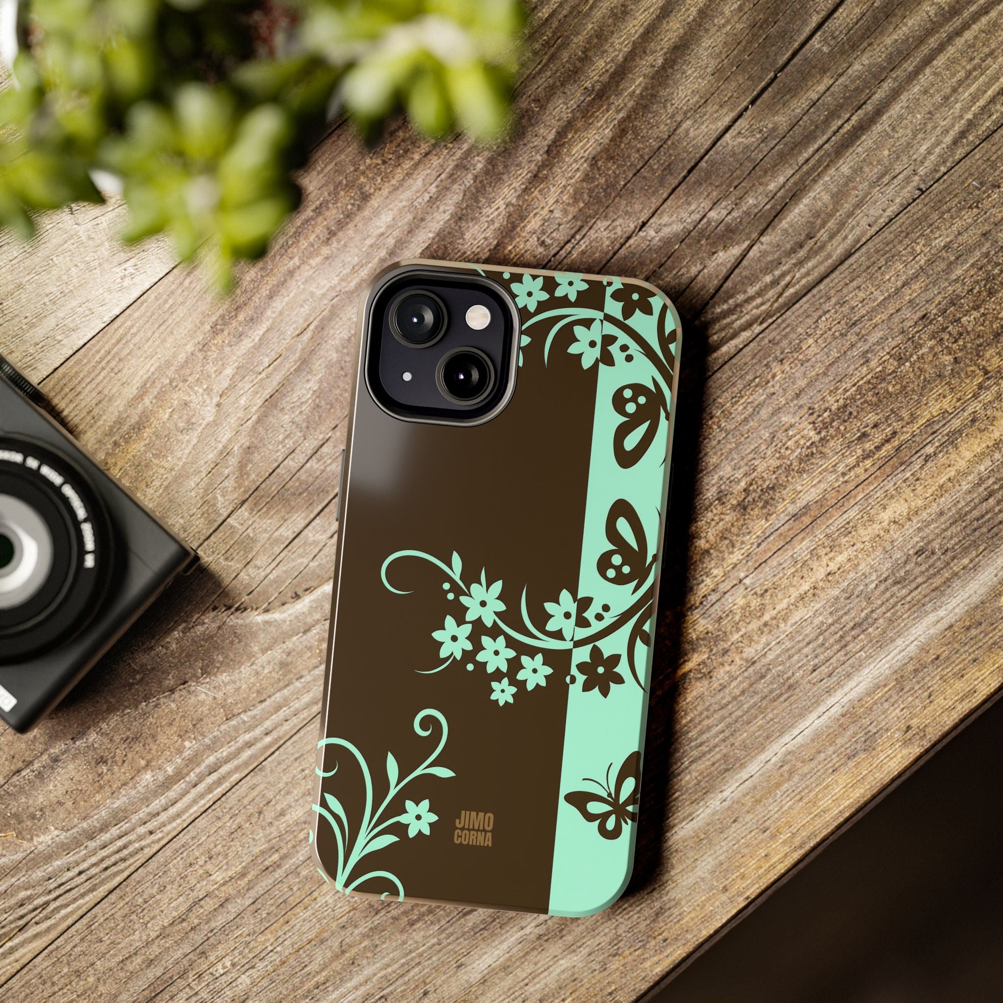Y2K Floral iPhone Case | Brown and Mint