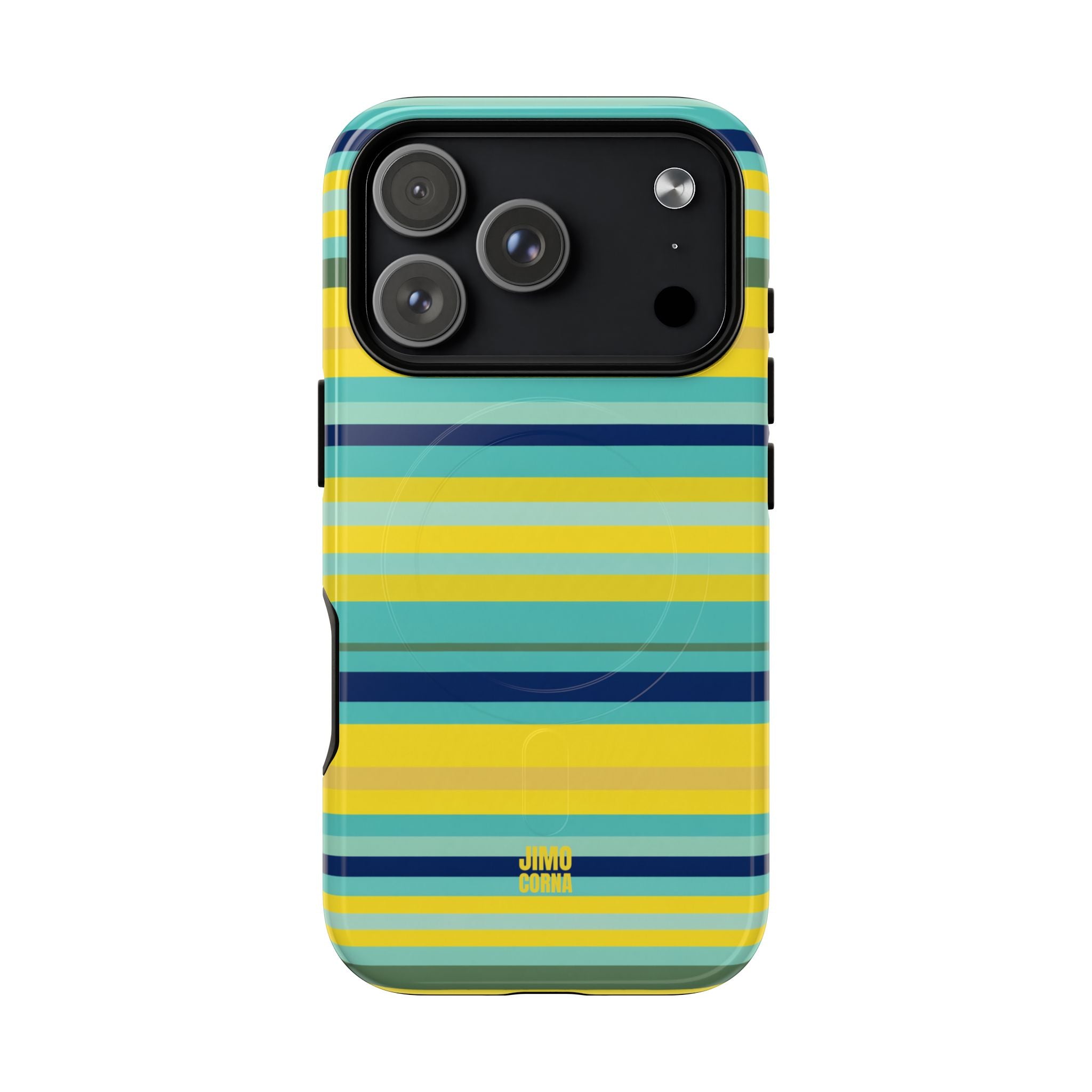 Blue Lemon Stripe MagSafe iPhone Case