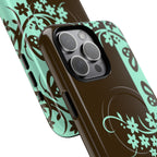 Y2K Floral MagSafe iPhone Case | Brown and Mint