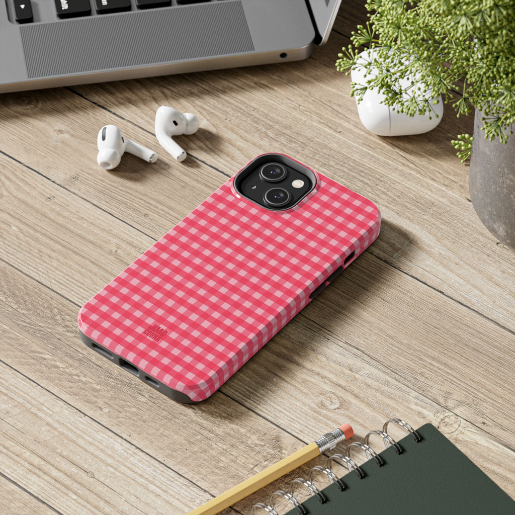 Farm Gingham iPhone Case | Hot Pink