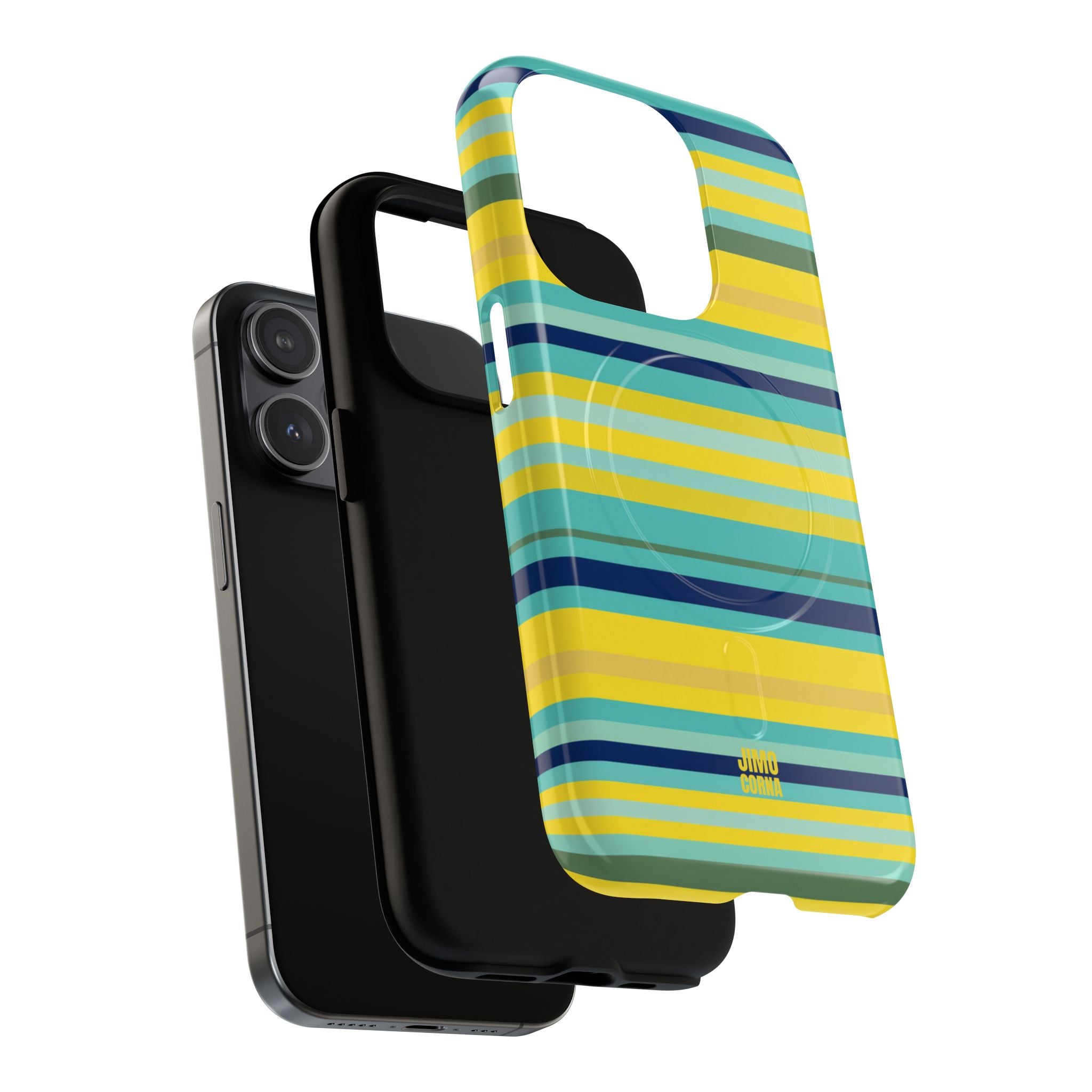 Blue Lemon Stripe MagSafe iPhone Case