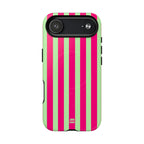 Bold Stripes MagSafe iPhone Case | Lime Green and Pink