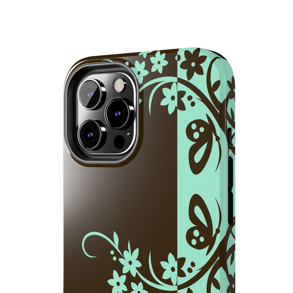 Y2K Floral iPhone Case | Brown and Mint