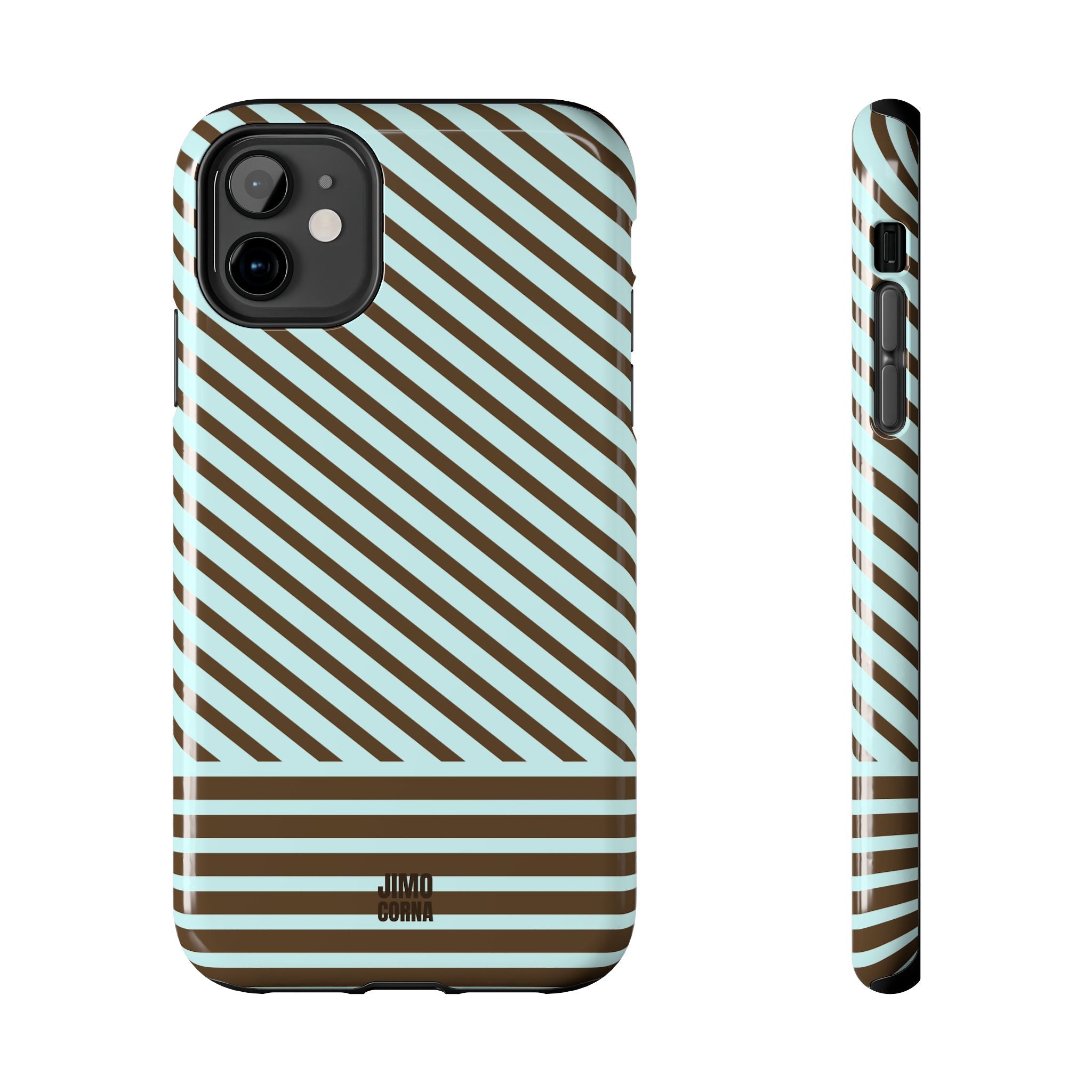 Asymmetrical Lines iPhone Case | Blue and Brown