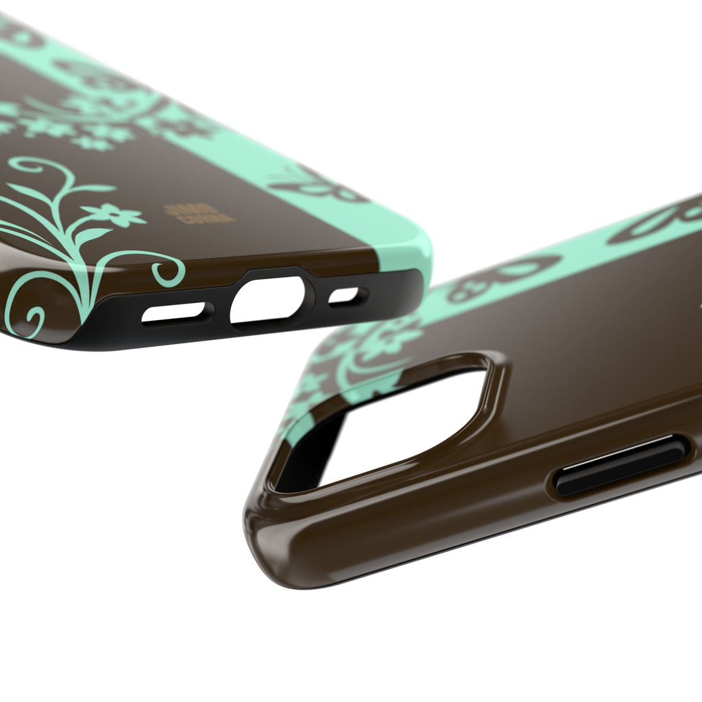 Y2K Floral iPhone Case | Brown and Mint