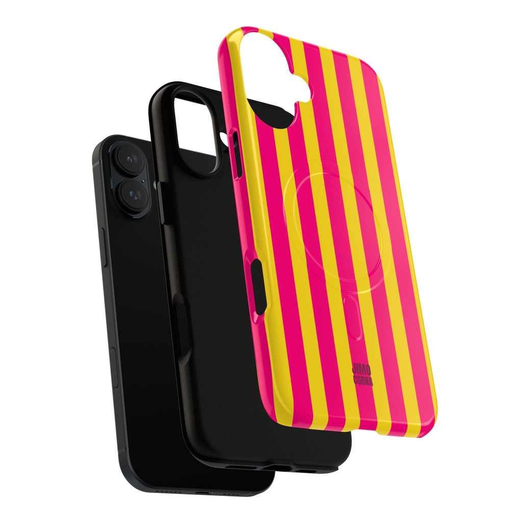 Bold Stripes MagSafe iPhone Case | Pink and Yellow