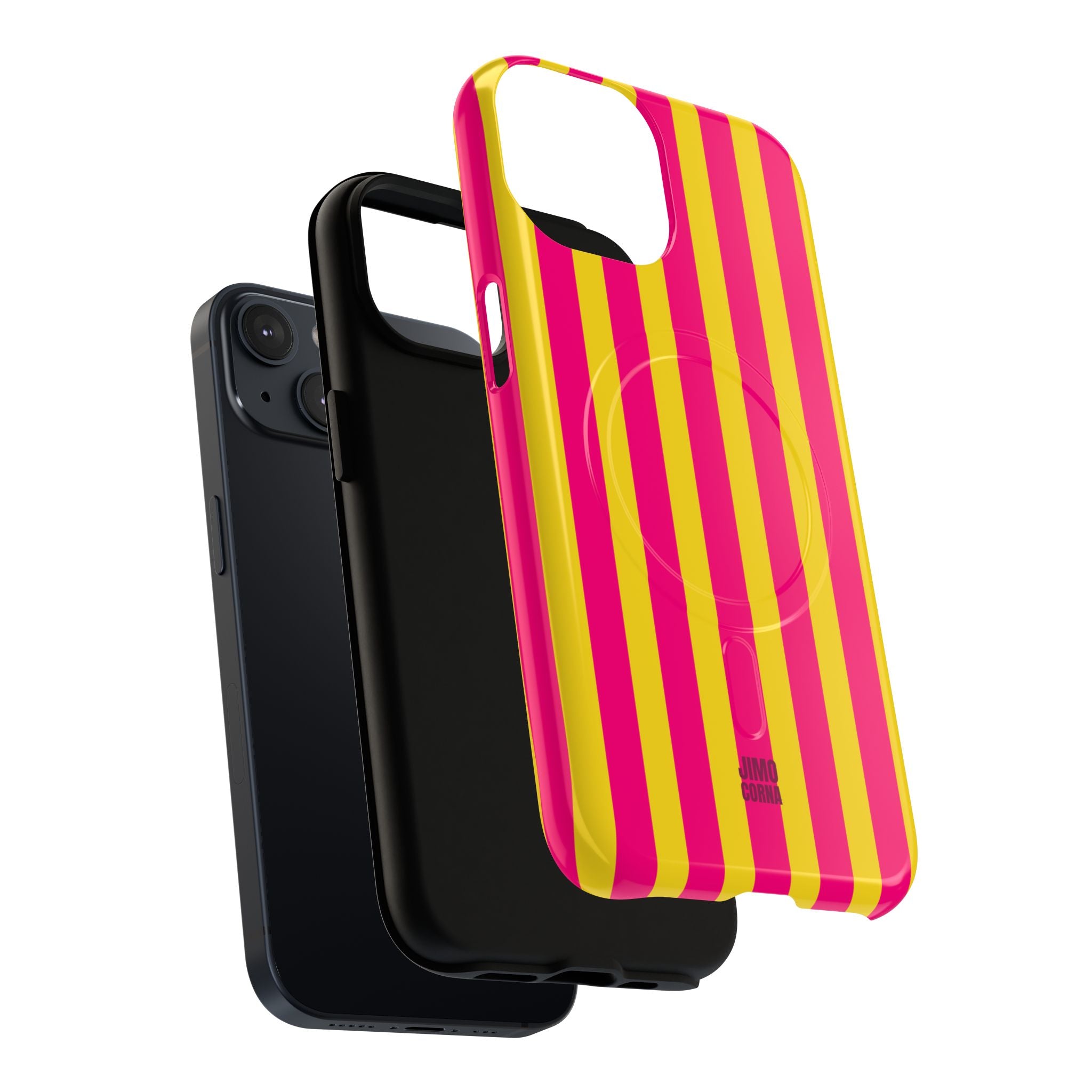 Bold Stripes MagSafe iPhone Case | Pink and Yellow