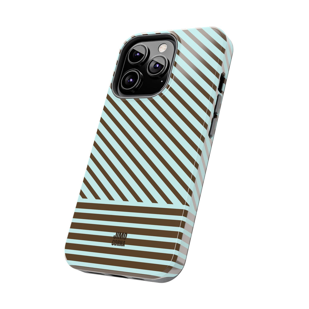 Asymmetrical Lines iPhone Case | Blue and Brown