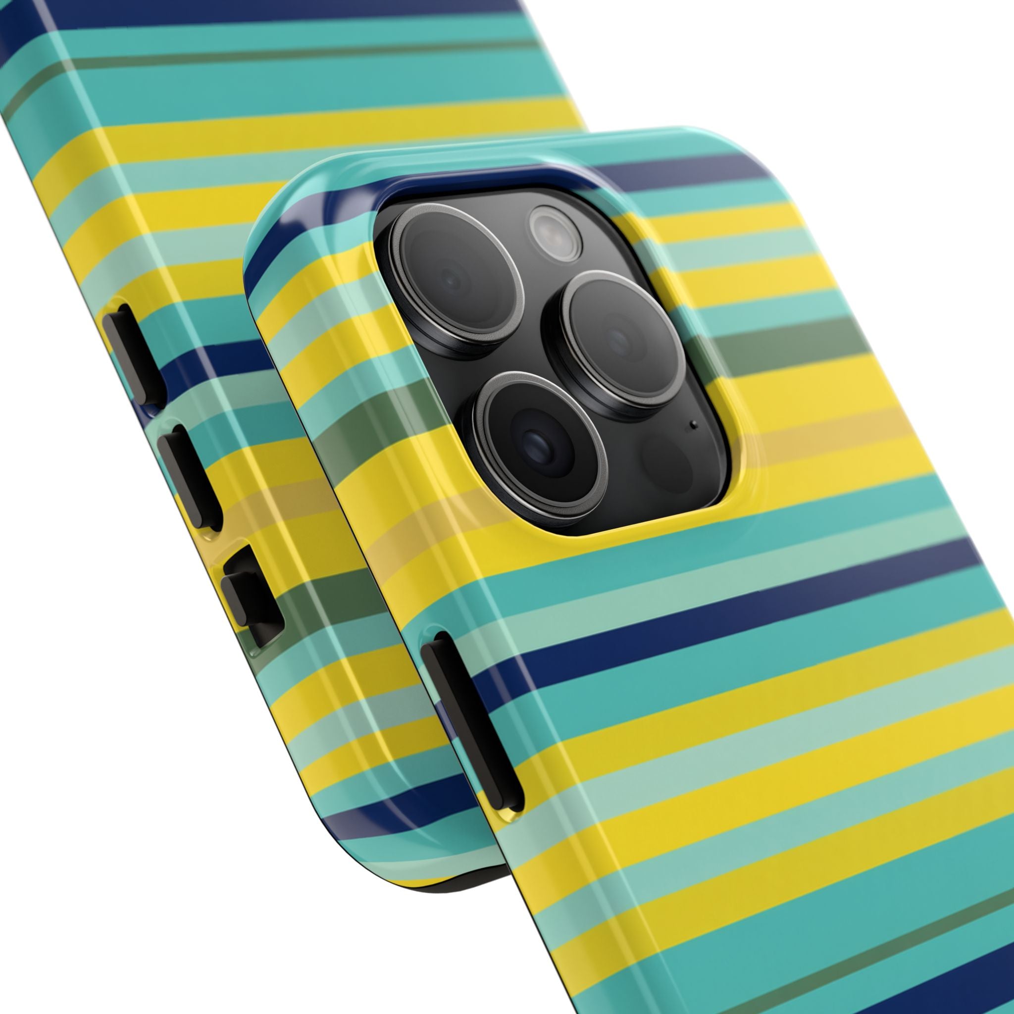 Blue Lemon Stripe iPhone Case