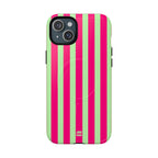 Bold Stripes MagSafe iPhone Case | Lime Green and Pink