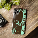 Y2K Floral iPhone Case | Brown and Mint