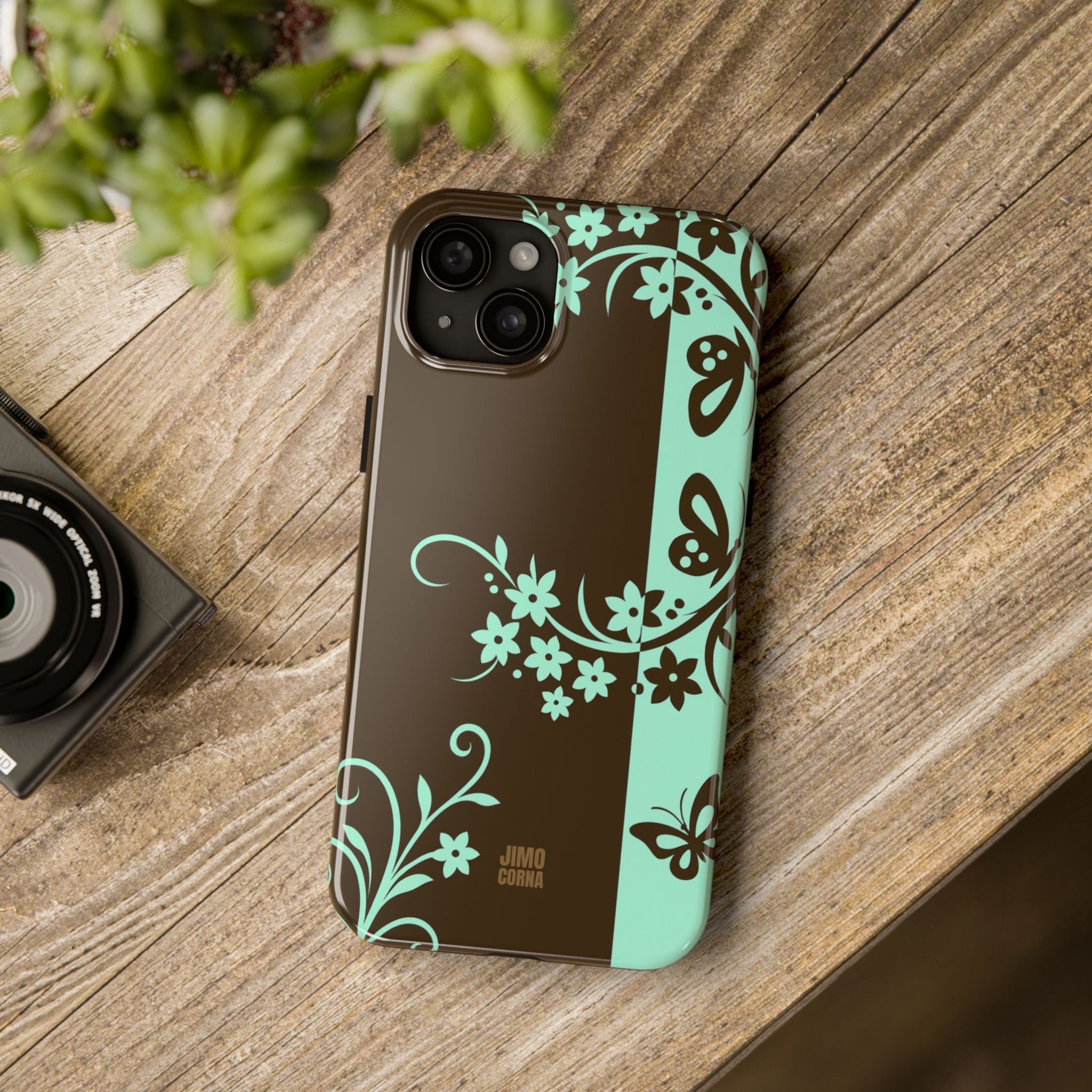 Y2K Floral iPhone Case | Brown and Mint