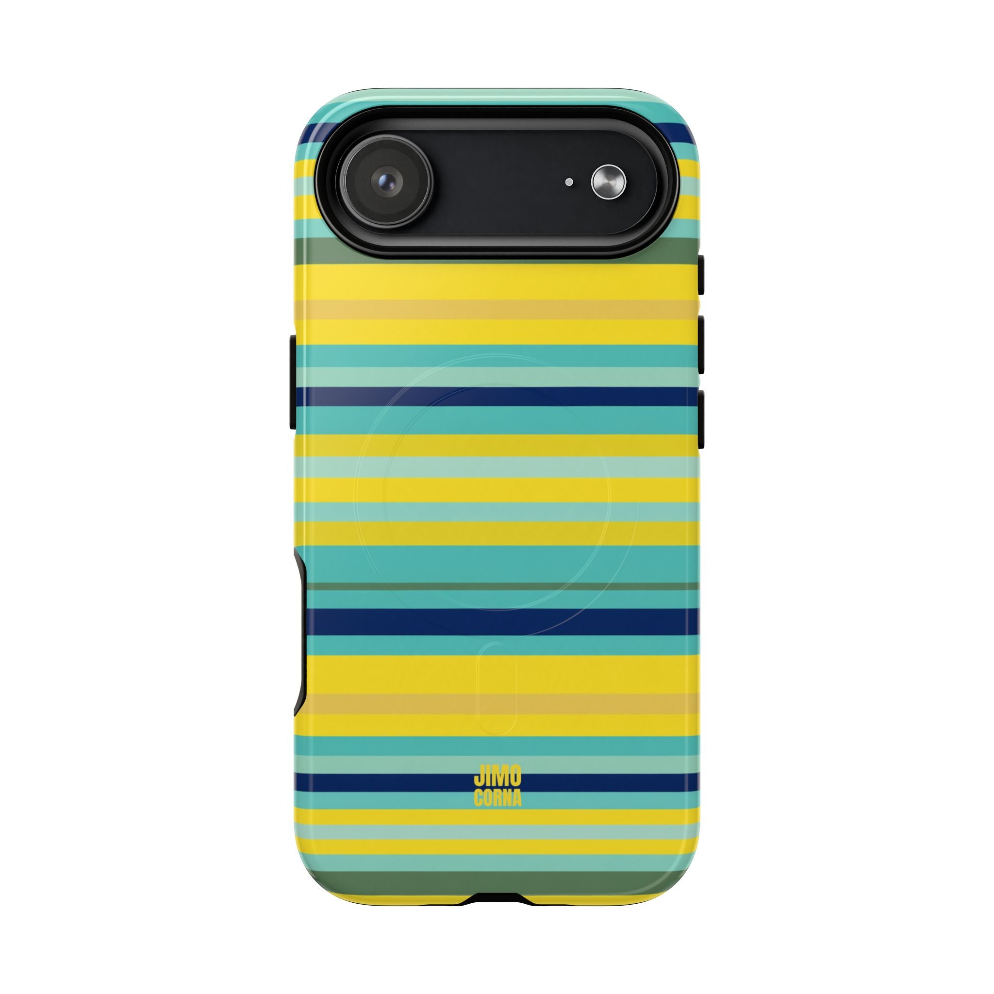 Blue Lemon Stripe MagSafe iPhone Case
