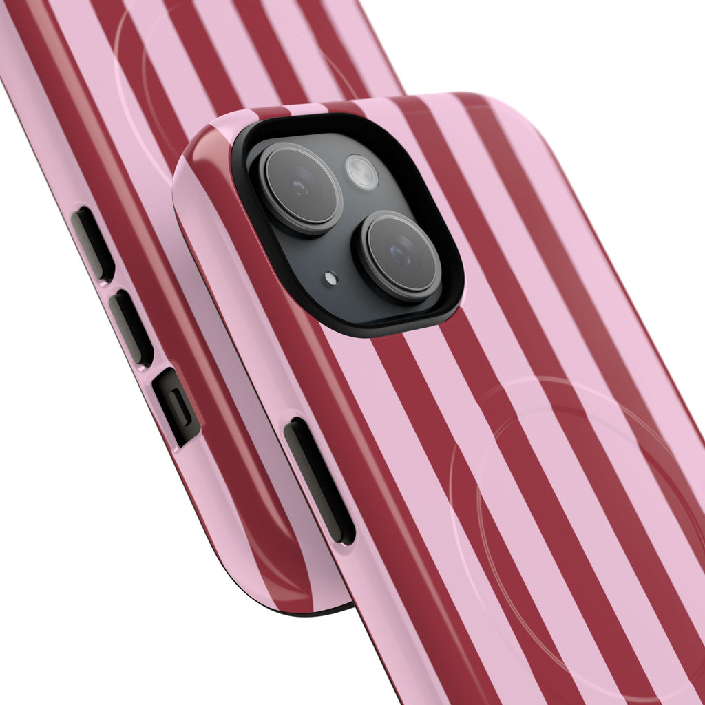 Bold Stripes MagSafe iPhone Case | Pink and Red