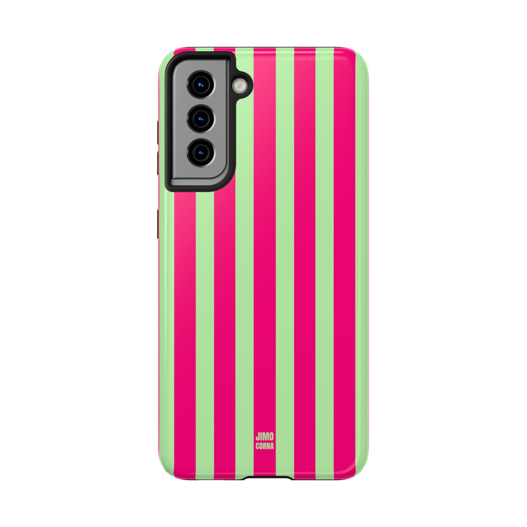 Bold Stripes Samsung Galaxy Case | Lime Green and Pink
