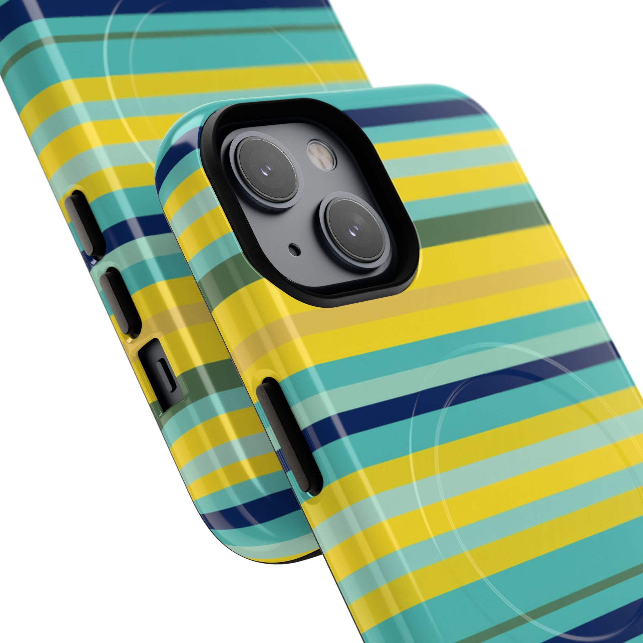 Blue Lemon Stripe MagSafe iPhone Case
