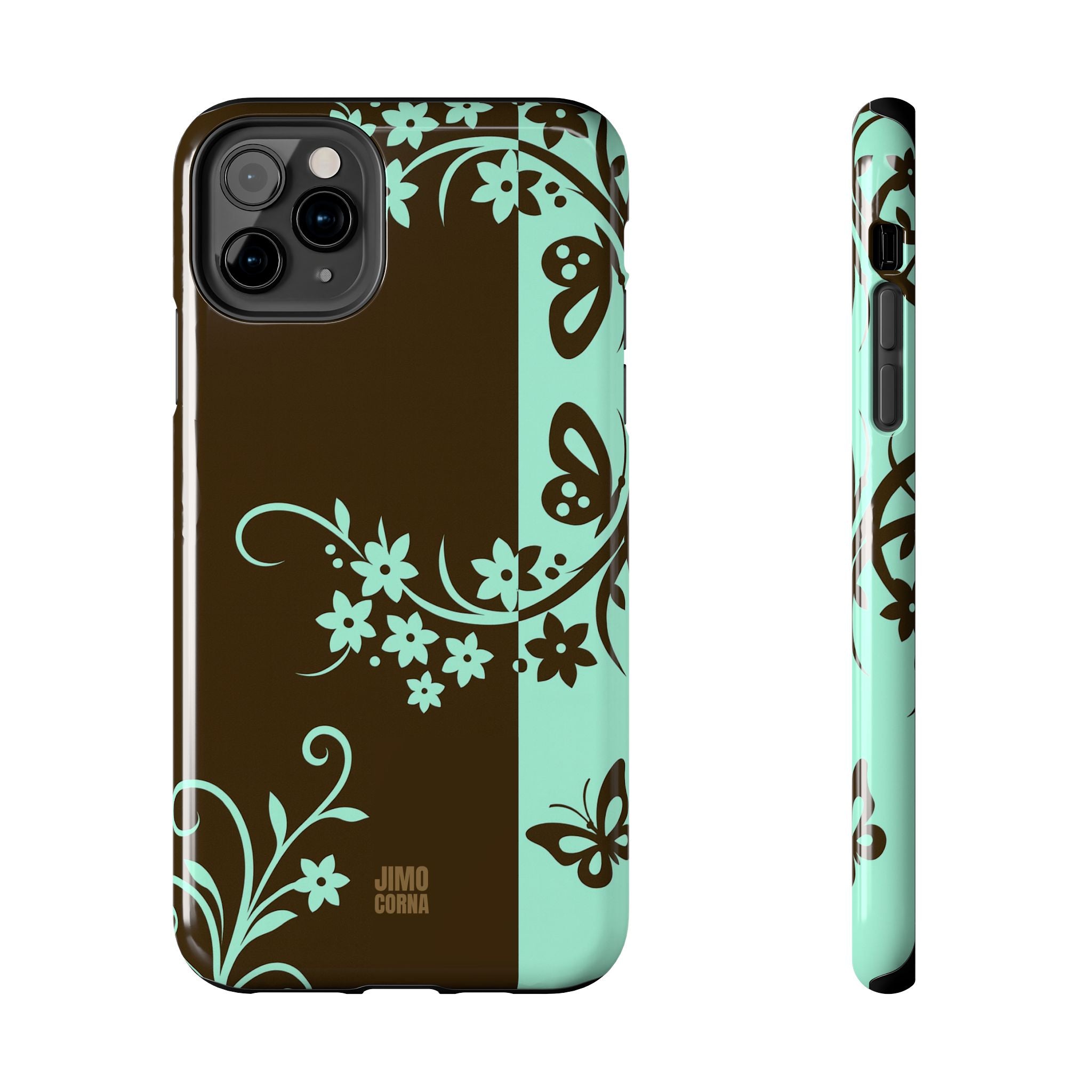 Y2K Floral iPhone Case | Brown and Mint