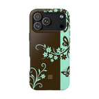 Y2K Floral iPhone Case | Brown and Mint