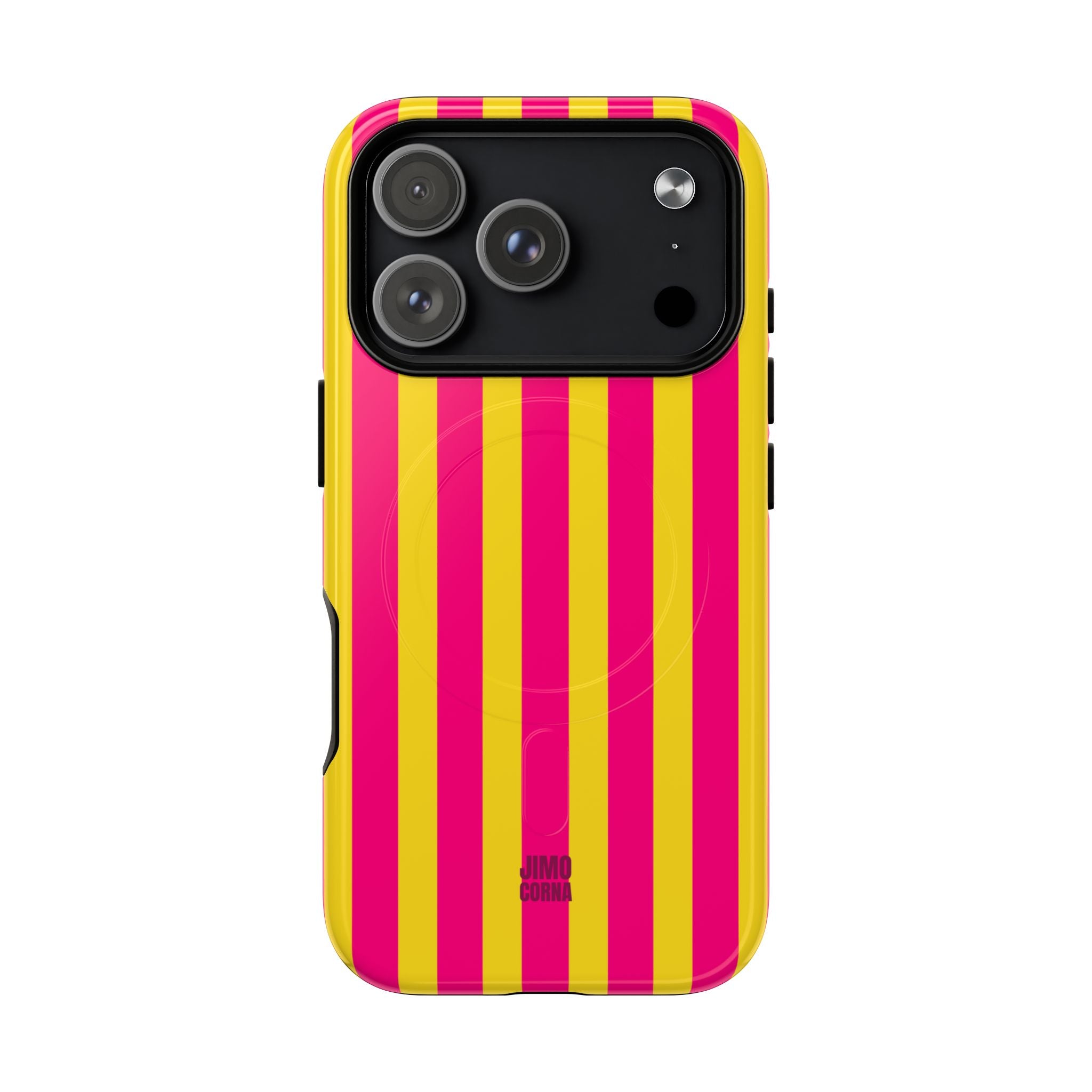 Bold Stripes MagSafe iPhone Case | Pink and Yellow