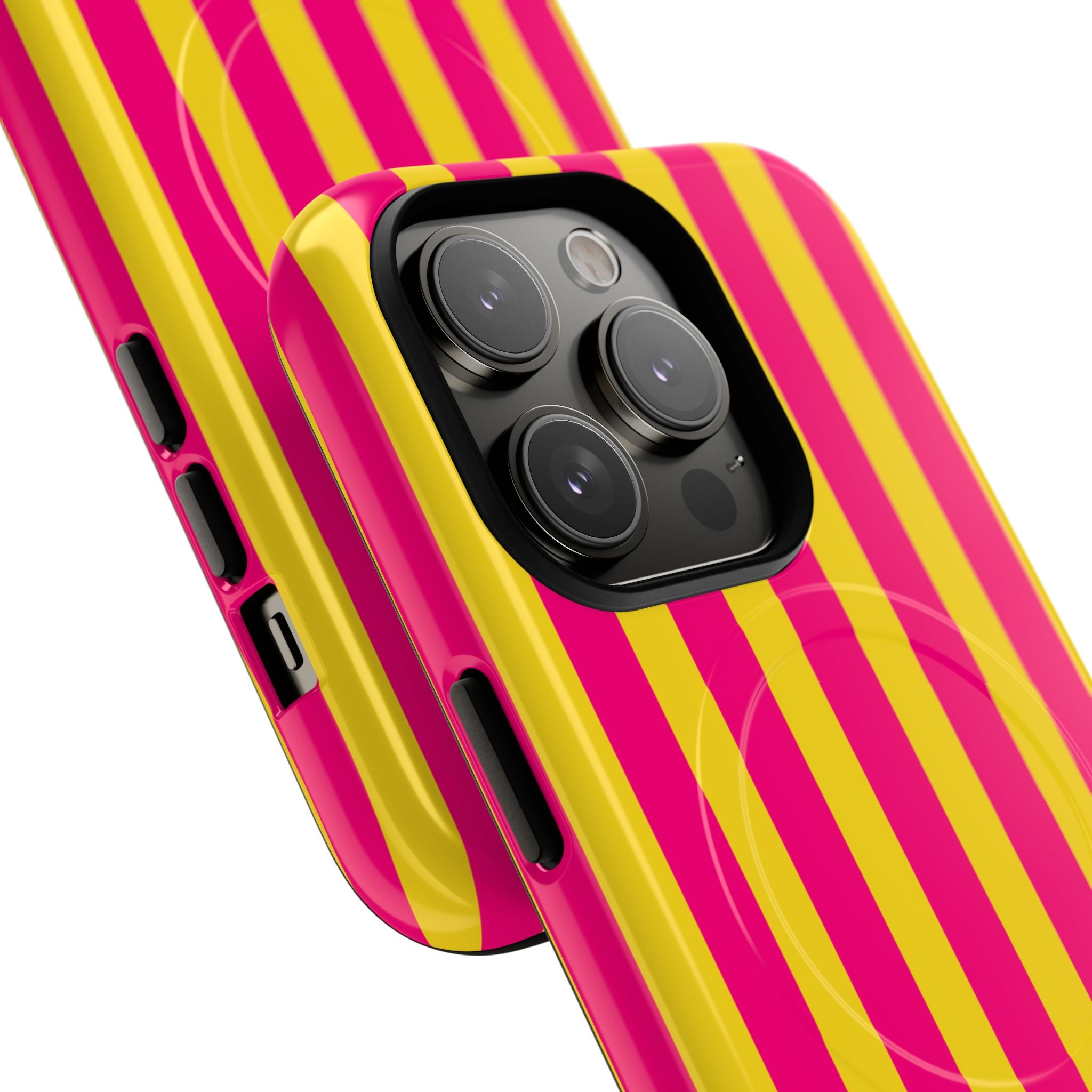 Bold Stripes MagSafe iPhone Case | Pink and Yellow
