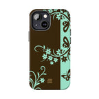 Y2K Floral iPhone Case | Brown and Mint