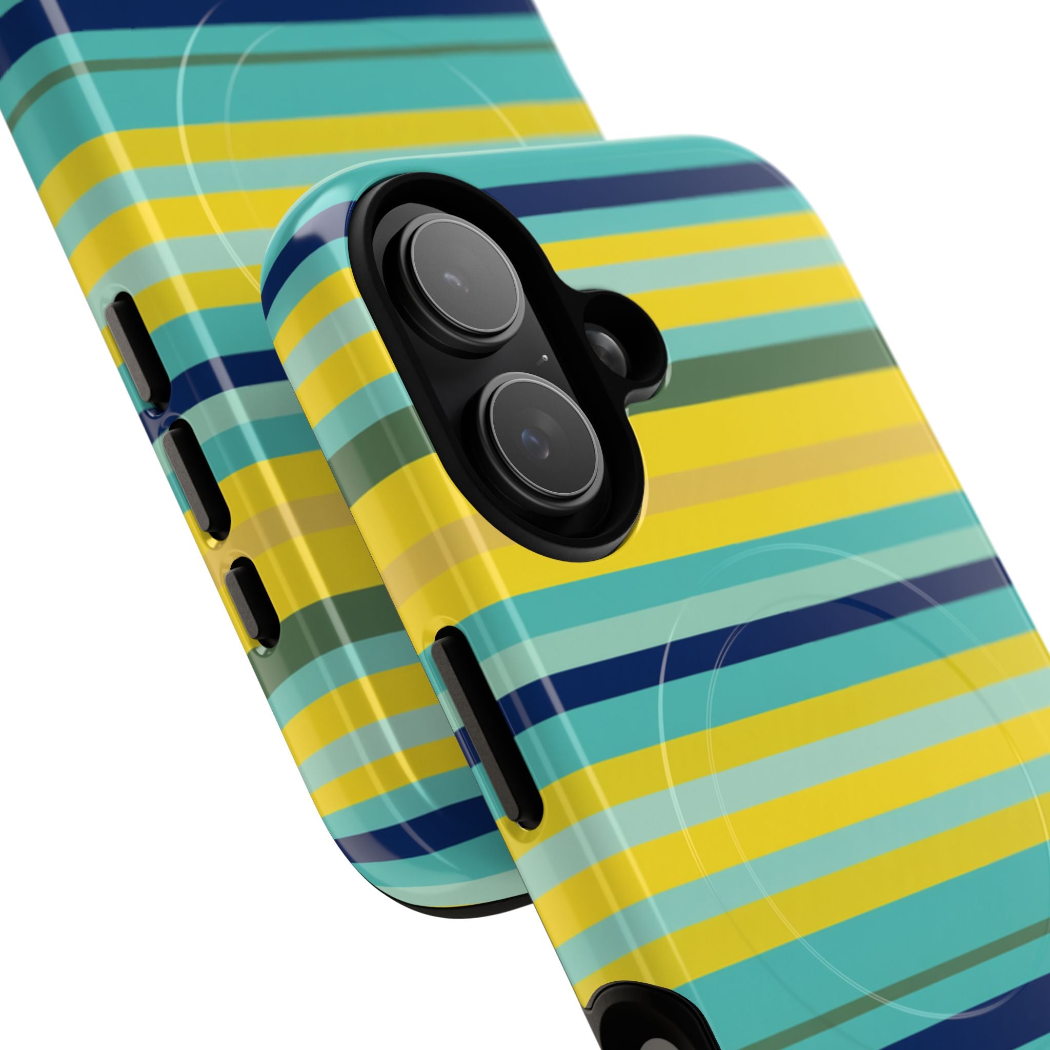 Blue Lemon Stripe MagSafe iPhone Case