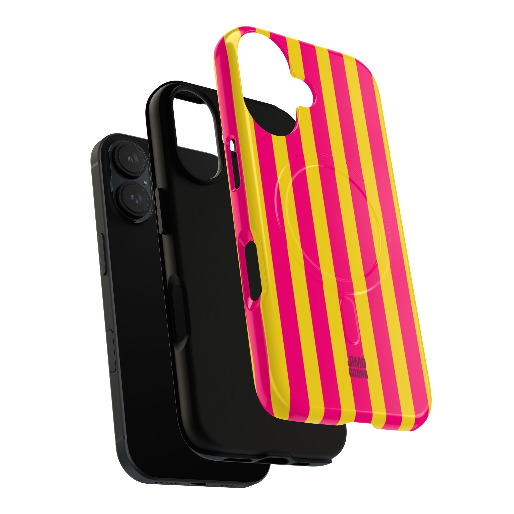 Bold Stripes MagSafe iPhone Case | Pink and Yellow