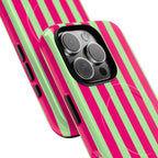 Bold Stripes MagSafe iPhone Case | Lime Green and Pink