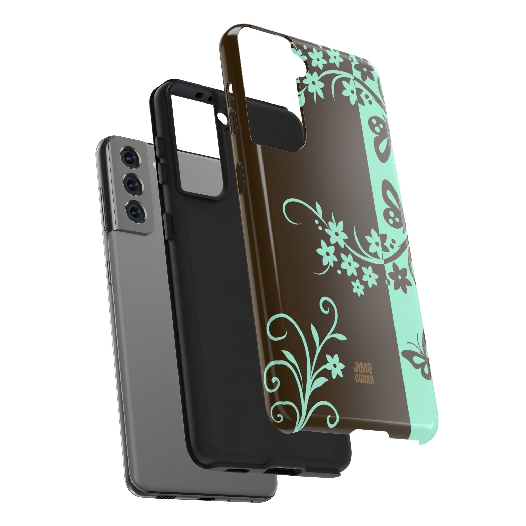 Y2K Floral iPhone Case | Brown and Mint