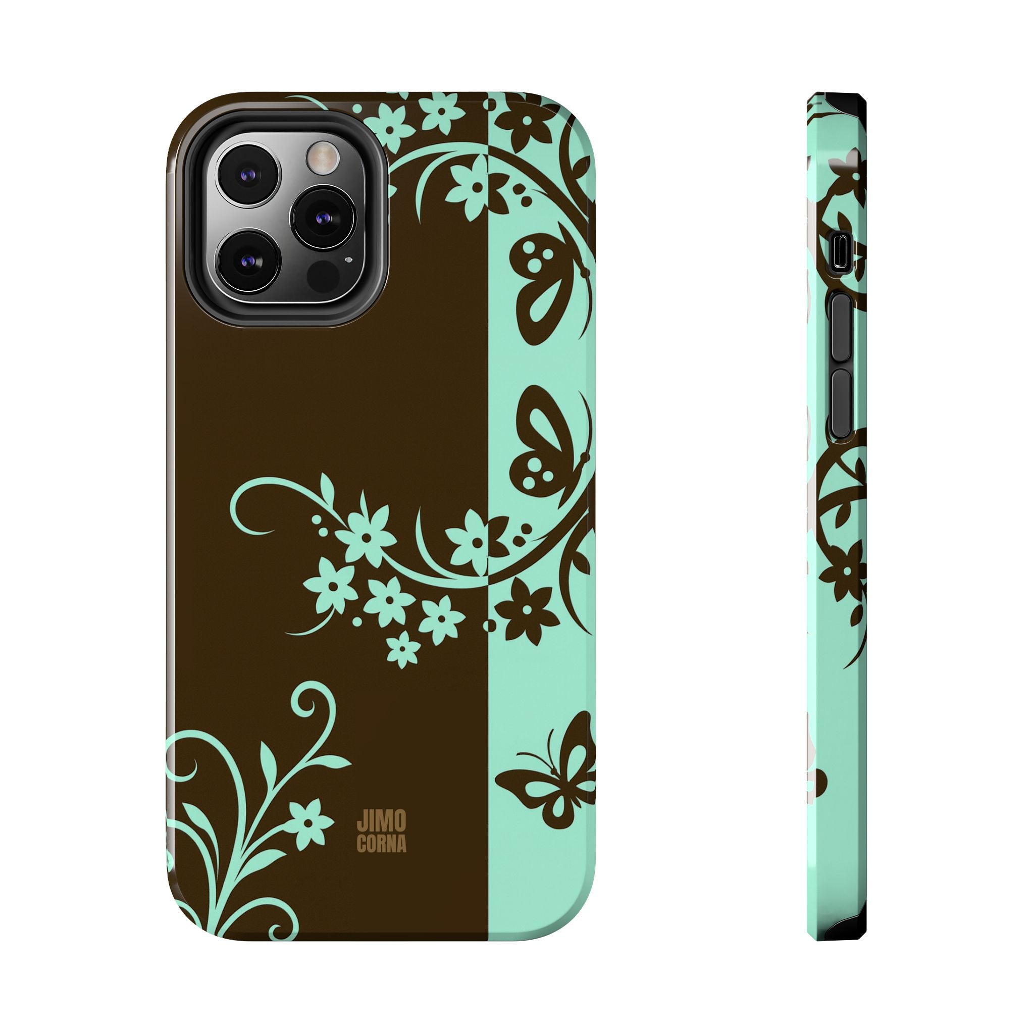 Y2K Floral iPhone Case | Brown and Mint