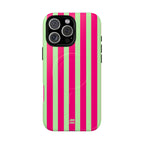 Bold Stripes MagSafe iPhone Case | Lime Green and Pink