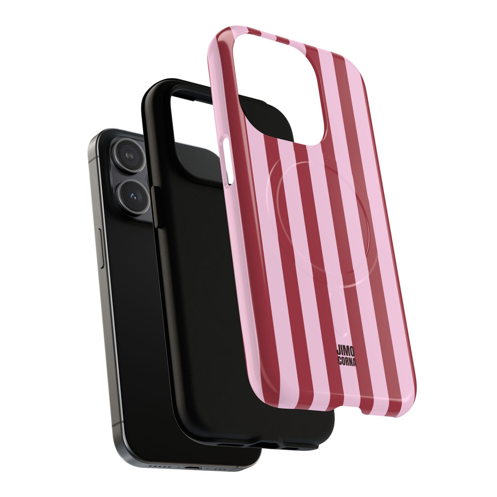 Bold Stripes MagSafe iPhone Case | Pink and Red