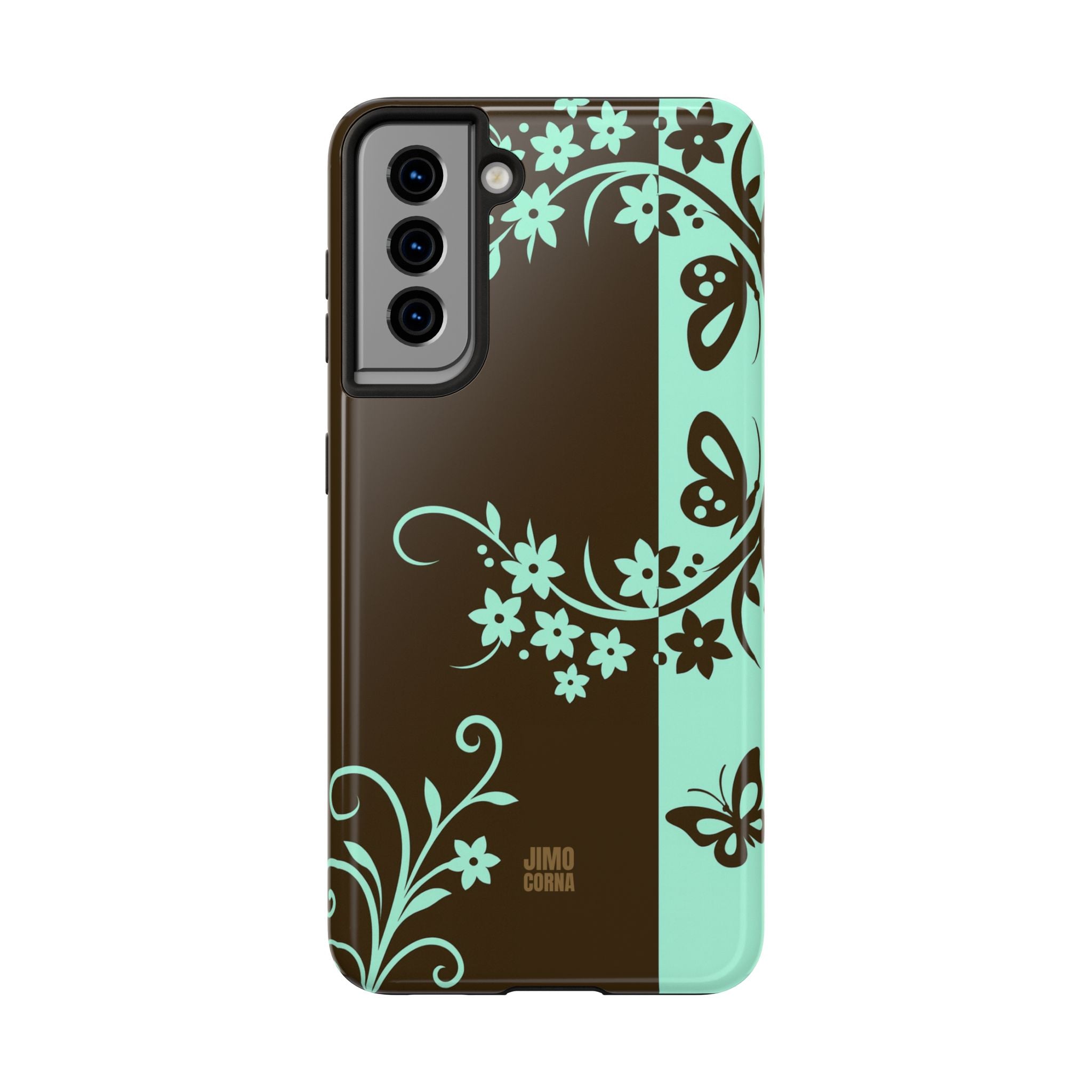 Y2K Floral Samsung Galaxy Case | Brown and Mint
