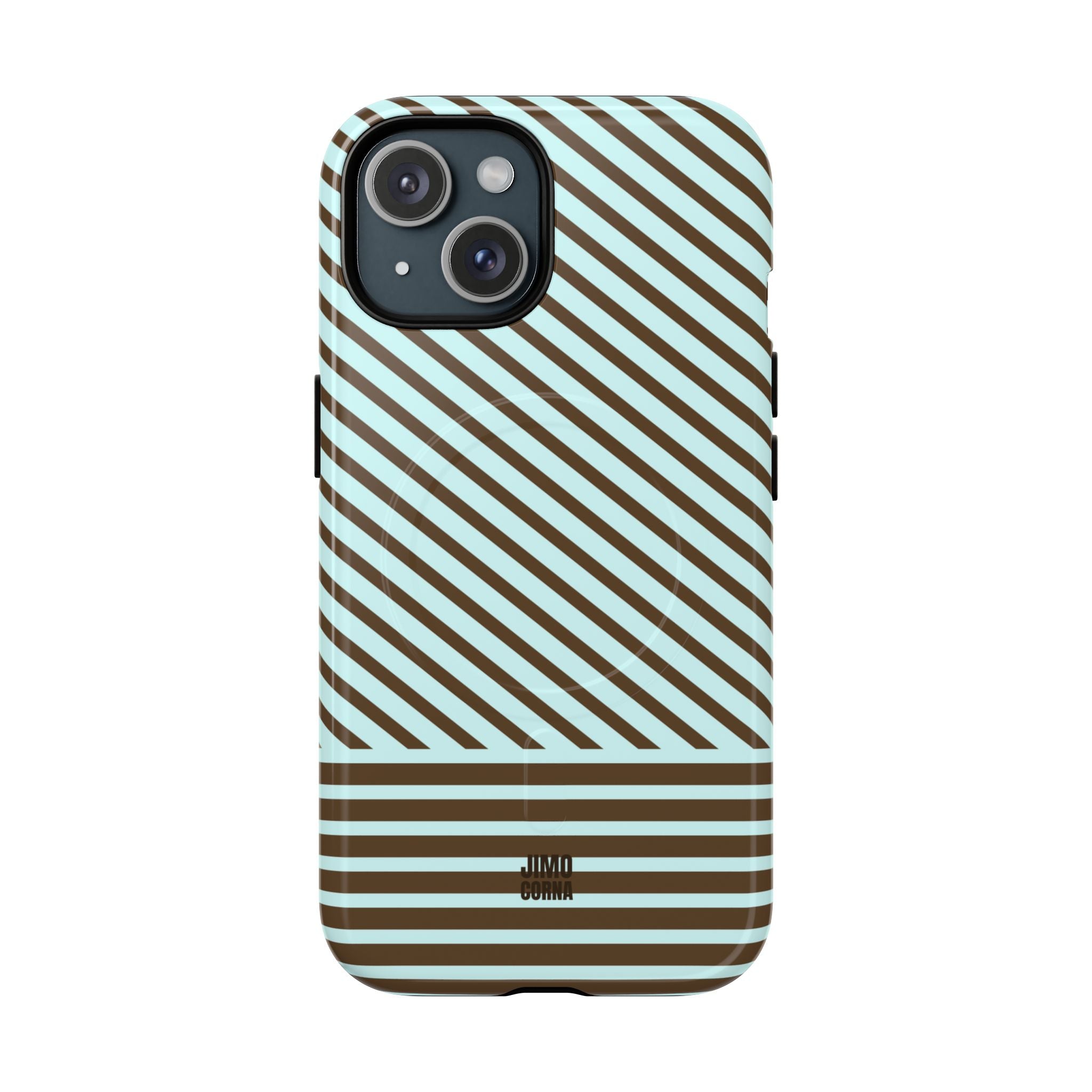 Asymmetrical Lines MagSafe iPhone Case | Blue and Brown