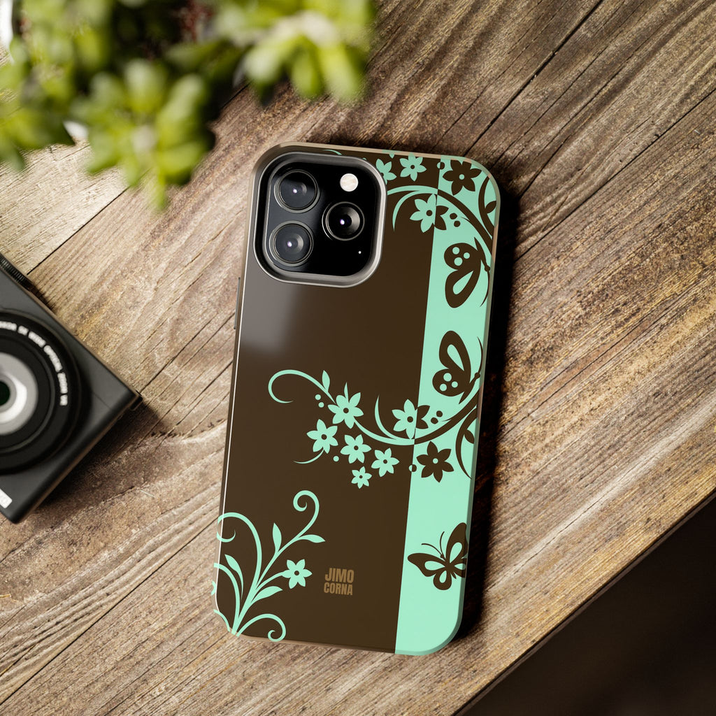 Y2K Floral iPhone Case | Brown and Mint