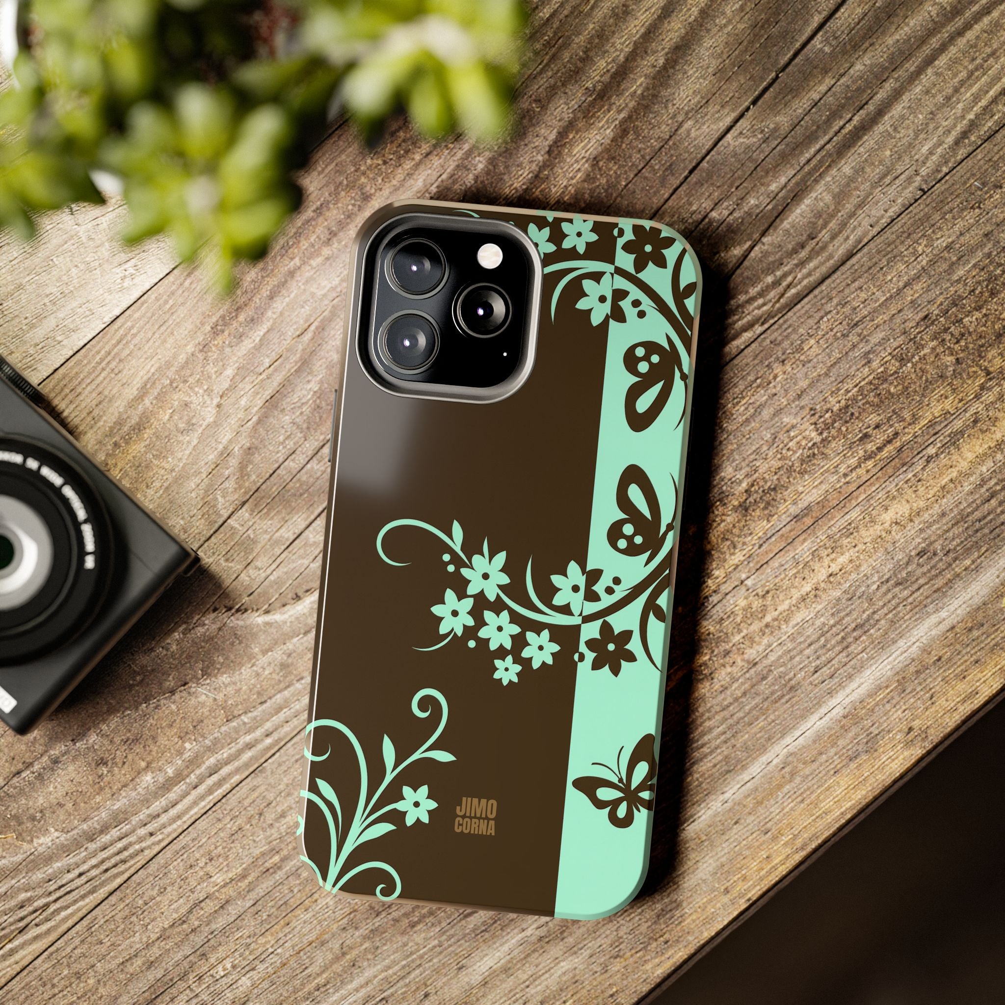 Y2K Floral iPhone Case | Brown and Mint