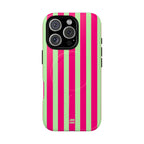 Bold Stripes MagSafe iPhone Case | Lime Green and Pink