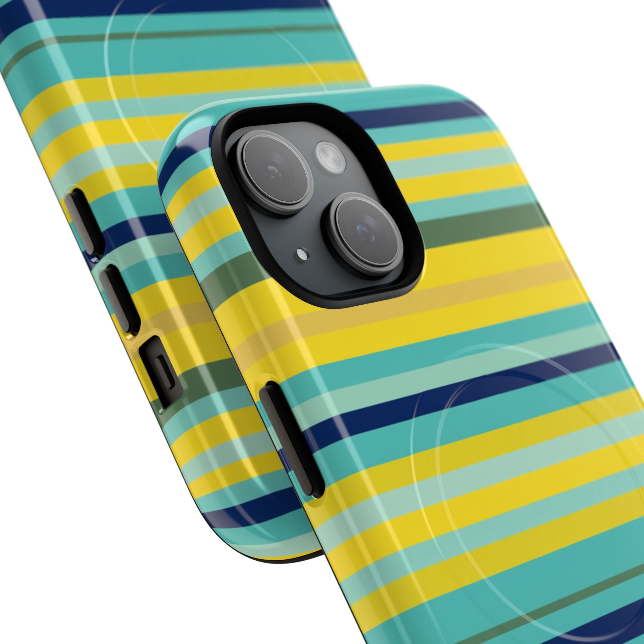 Blue Lemon Stripe MagSafe iPhone Case