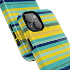Blue Lemon Stripe MagSafe iPhone Case