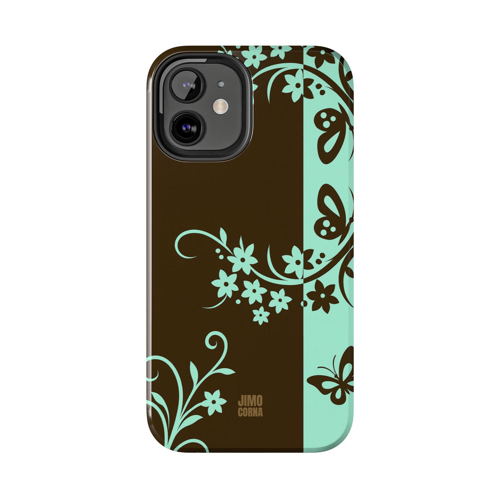 Y2K Floral iPhone Case | Brown and Mint