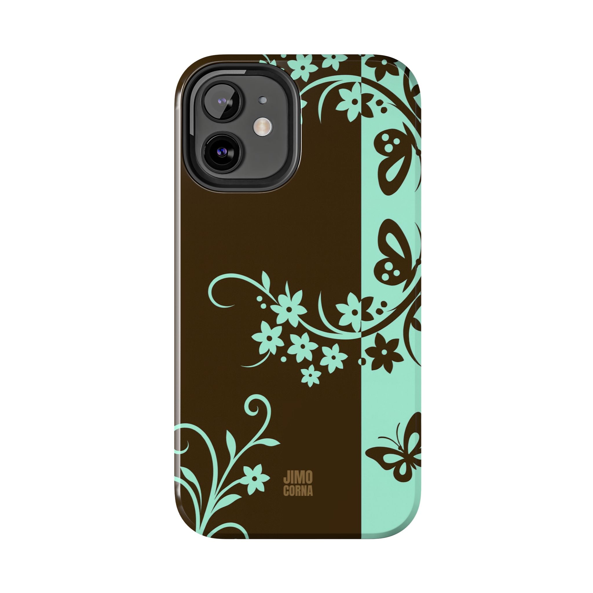 Y2K Floral iPhone Case | Brown and Mint