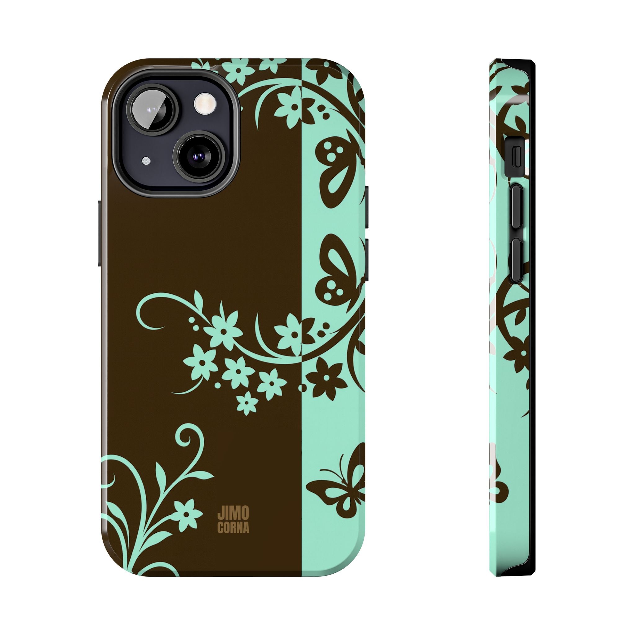 Y2K Floral iPhone Case | Brown and Mint