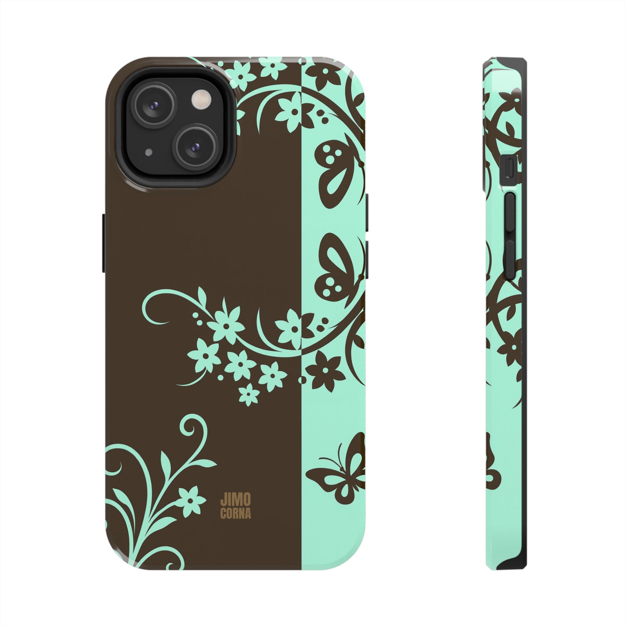 Y2K Floral iPhone Case | Brown and Mint