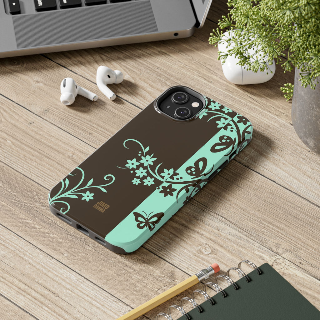Y2K Floral iPhone Case | Brown and Mint