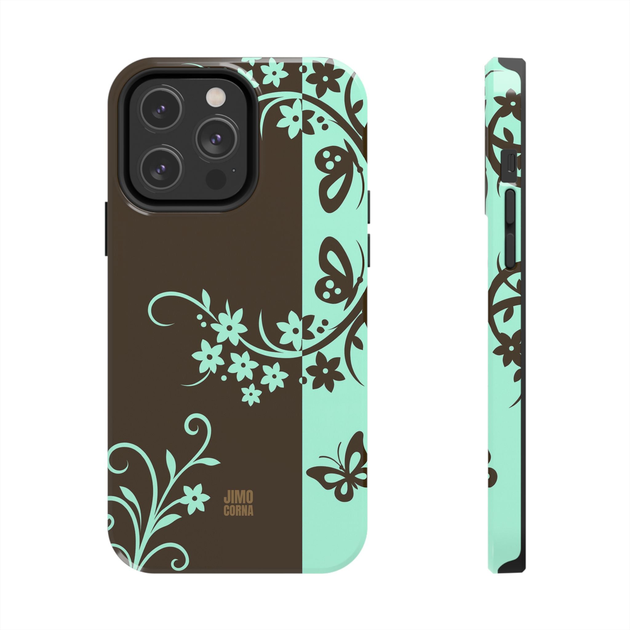 Y2K Floral iPhone Case | Brown and Mint