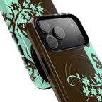 Y2K Floral MagSafe iPhone Case | Brown and Mint