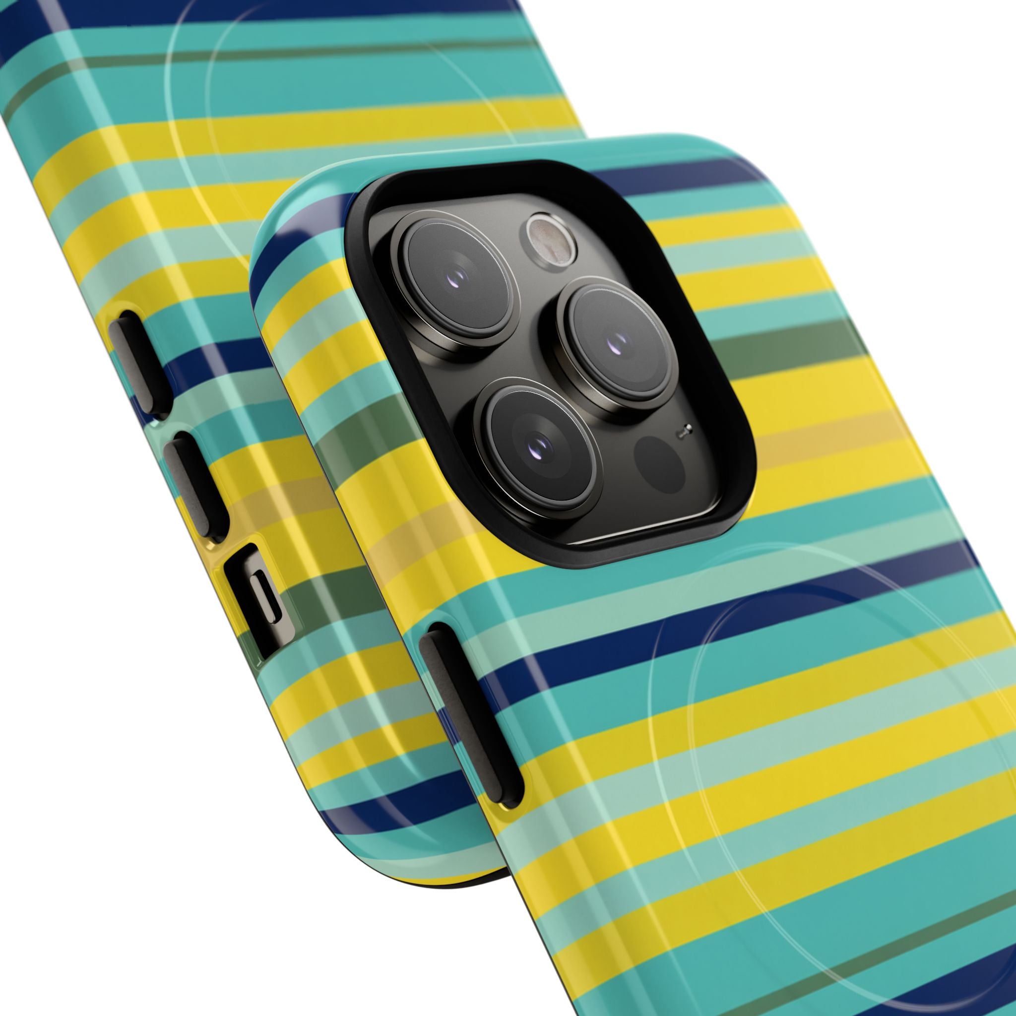 Blue Lemon Stripe MagSafe iPhone Case
